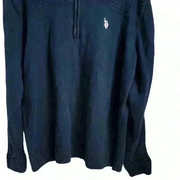 U.S. Polo Assn. Men's Blue Quarter Zip Pullover Sweater Size L - Picture 3 of 9